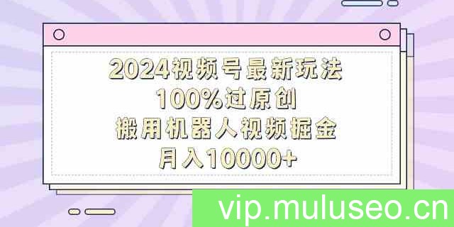 （9151期）2024视频号最新玩法，100%过原创，搬用机器人视频掘金，月入10000+