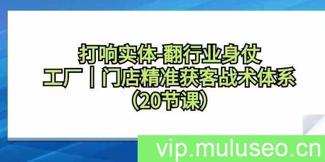 打响实体行业翻身仗，工厂门店精准获客战术体系（20节课）