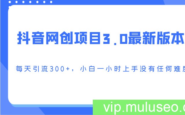 抖音网创项目3.0最新版本，每天引流300+，小白一小时上手没有任何难度