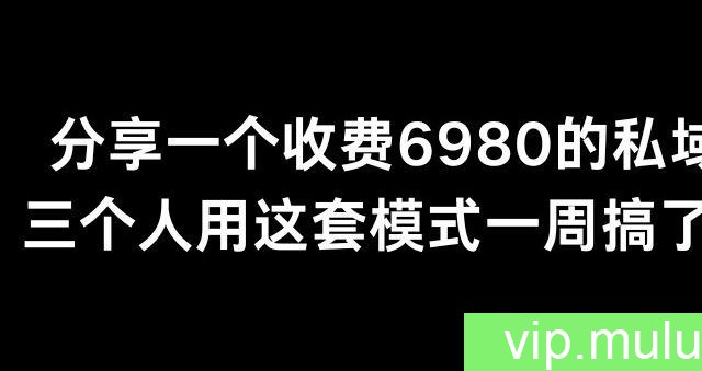 分享一个外面卖6980的私域项目三个人用这套模式一周搞了6万多【揭秘】