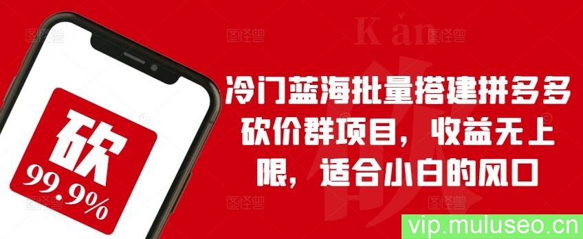 冷门蓝海批量搭建拼多多砍价群项目，收益无上限，适合小白的风口【揭秘】