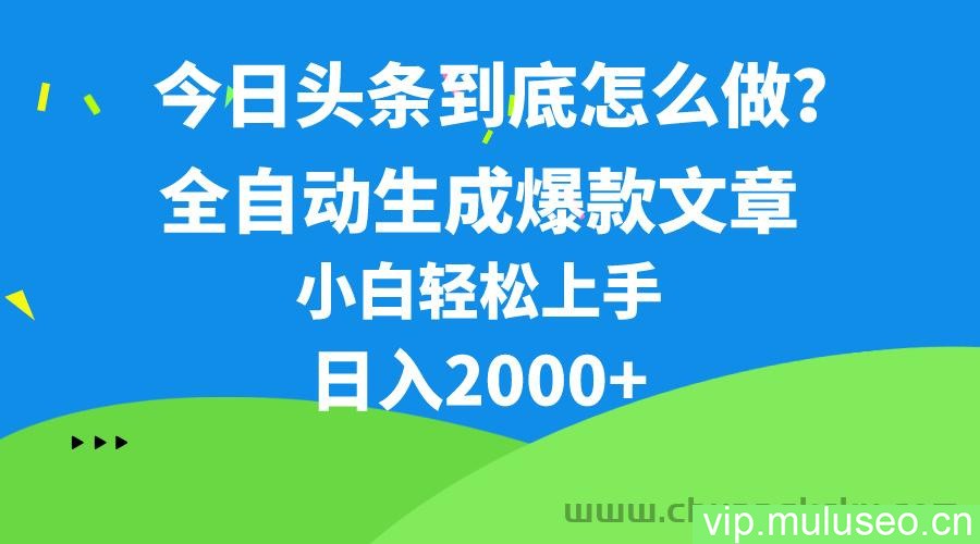 （10541期）今日头条最新最强连怼操作，10分钟50条，真正解放双手，月入1w+