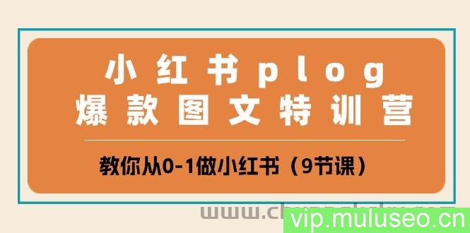 （10553期）小红书 plog爆款图文特训营，教你从0-1做小红书（9节课）