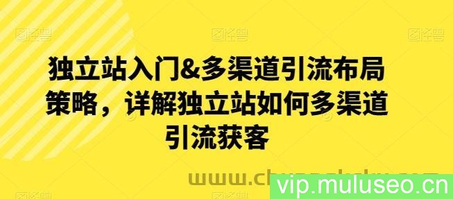 独立站入门&amp;多渠道引流布局策略，详解独立站如何多渠道引流获客