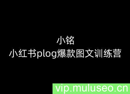 小铭-小红书plog爆款图文训练营，教你从0-1做小红书