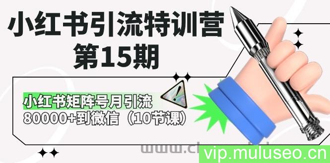 小红书引流特训营第15期，小红书矩阵号月引流80000+到微信（10节课）