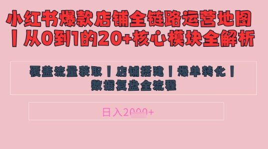 别再乱投流了！小红书店铺精细化运营让爆款笔记自己涨粉的底层逻辑?，日入1k
