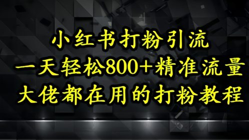 小红书打粉引流，一天轻松500+精准流量，大佬都在用的打粉教程
