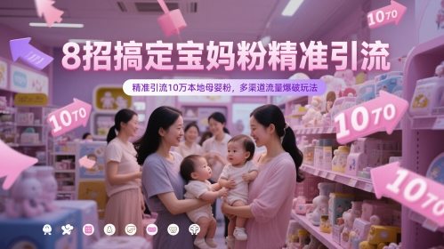8招搞定宝妈粉精准引流，精准引流10万本地母婴粉，多渠道流量爆破玩法