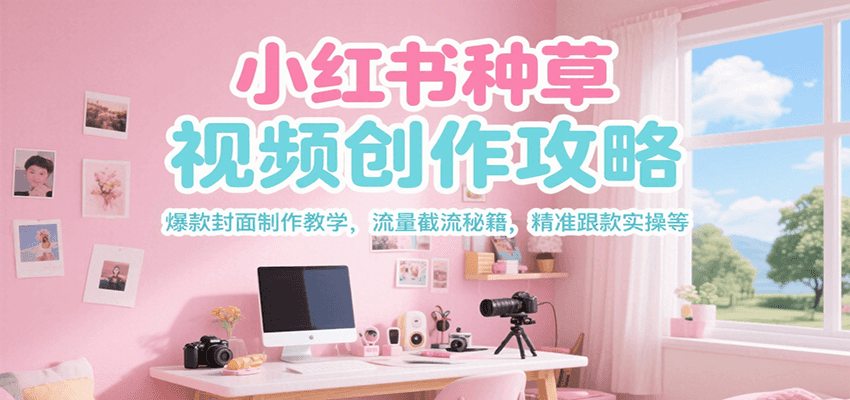 小红书种草视频创作攻略，爆款封面制作教学 ，流量截流秘籍 ，精准跟款实操等