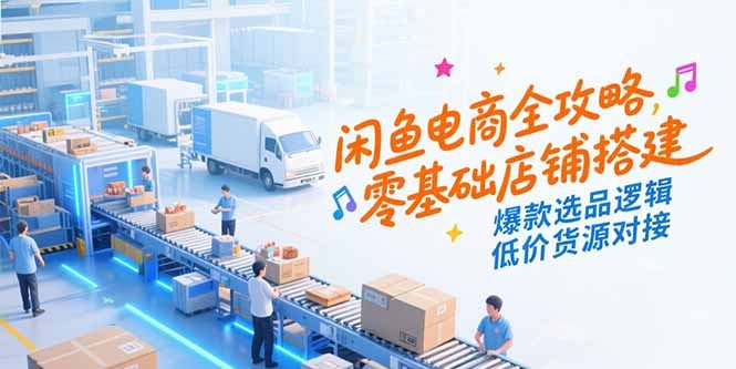 闲鱼电商全攻略，零基础店铺搭建，爆款选品逻辑，低价货源对接