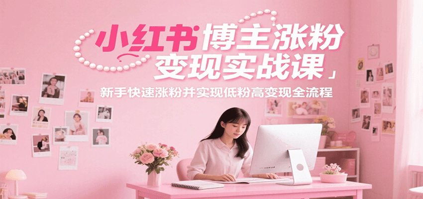 小红书博主涨粉变现实战课，新手快速涨粉并实现低粉高变现全流程