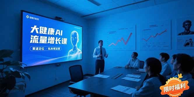 大健康AI流量增长课8.0，赛道定位方法论，AI数字人内容生产，私域转化运营