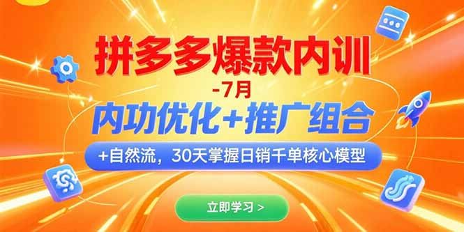 拼多多爆款内训-7月 内功优化+推广组合+自然流 30天掌握日销千单核心模型