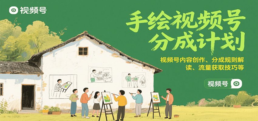 手绘视频号分成计划：视频号内容创作、分成规则解读、流量获取技巧等