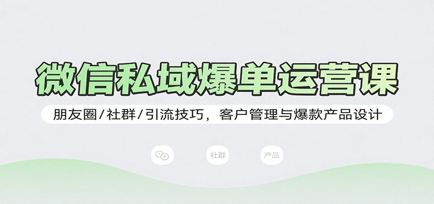微信私域爆单运营课：朋友圈/社群/引流技巧，客户管理与爆款产品设计