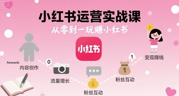 小红书运营实战课，从零到一玩賺小红书