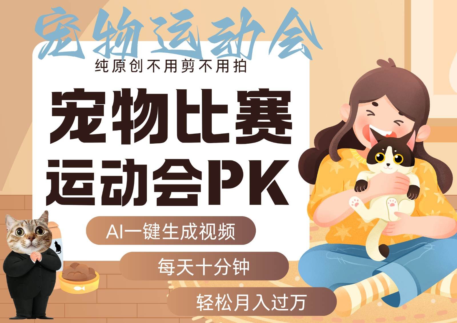 AI萌宠运动员跳水 射击 篮球 足球比赛 每天十分钟 附详细提示词文案库 代替做…