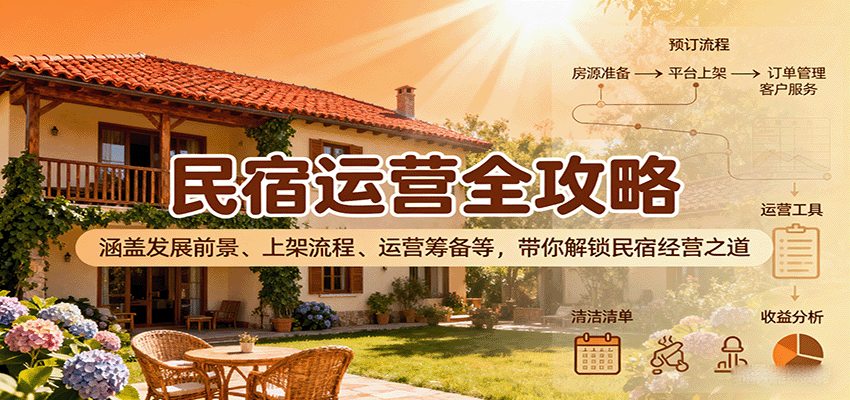民宿运营全攻略：涵盖发展前景、上架流程、运营筹备等，带你解锁民宿经营之道