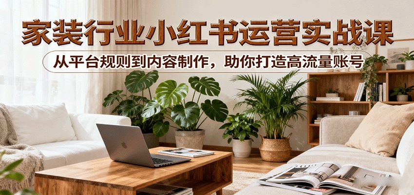 小红书家装行业运营实战课：从平台规则到内容制作，助你打造高流量账号