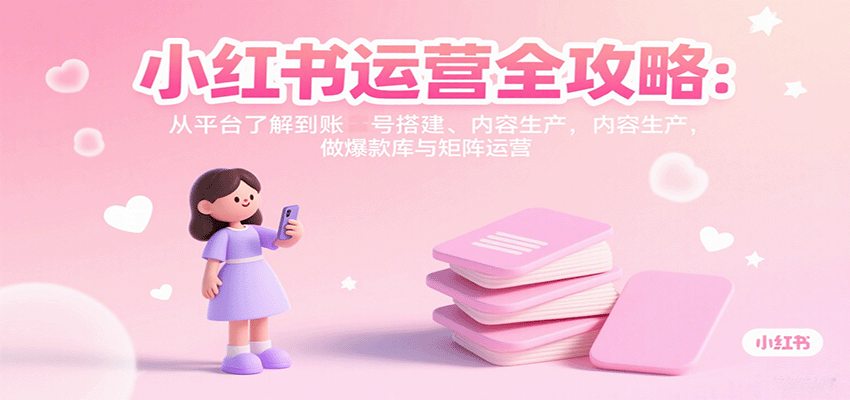 小红书运营全攻略：从平台了解到账号搭建、内容生产，做爆款库与矩阵运营