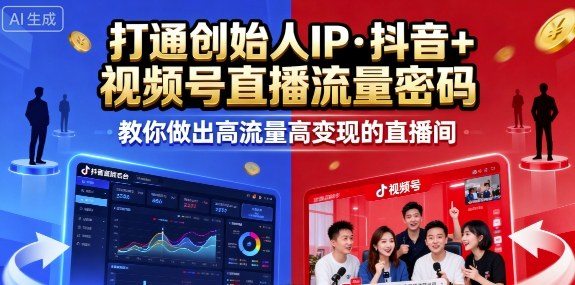 25年直播9-10两期线下课，打通创始人IP，抖音+视频号直播流量密码，教你做出高流量高变现的直播间