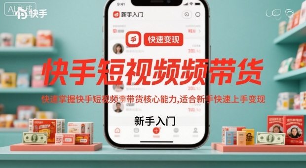 快手短视频带货，快速掌握快手短视频带货核心能力，适合新手快速上手变现