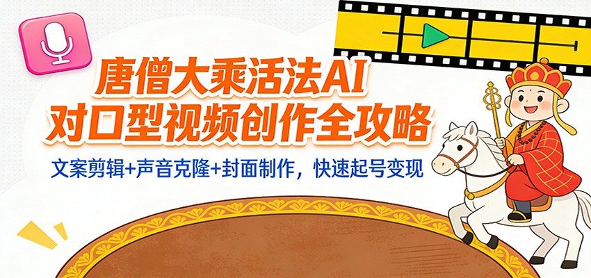 “大乘活法”AI对口型视频创作全攻略：文案剪辑+声音克隆+封面制作，快速起号变现