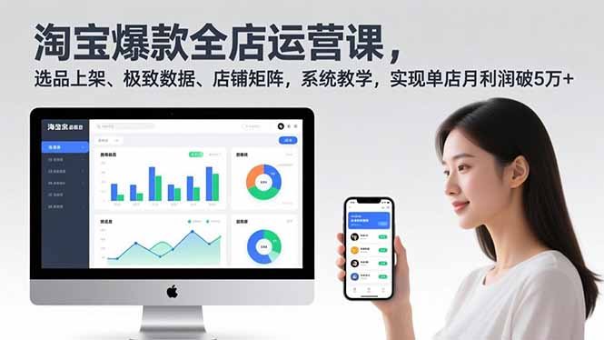淘宝爆款全店运营课2.0，选品上架、极致数据、店铺矩阵，系统教学，实现单店月利润破5万+