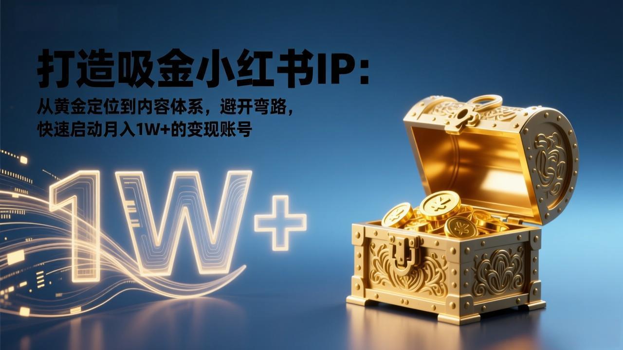打造吸金小红书IP：从黄金定位到内容体系，避开弯路，快速启动月入1W+的变现账号
