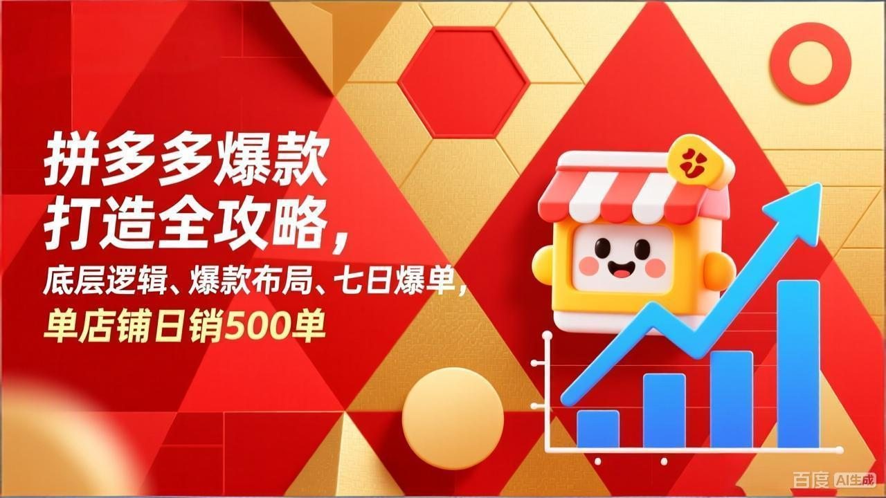拼多多爆款打造全攻略，底层逻辑、爆款布局、七日爆单，单店铺日销500单